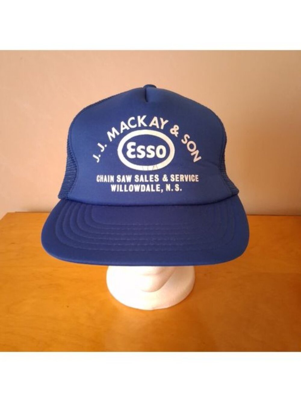 VTG 1990s PNP Cap J.J. Mackay & Son Esso Willowdale NS Blue Trucker Hat Snapback